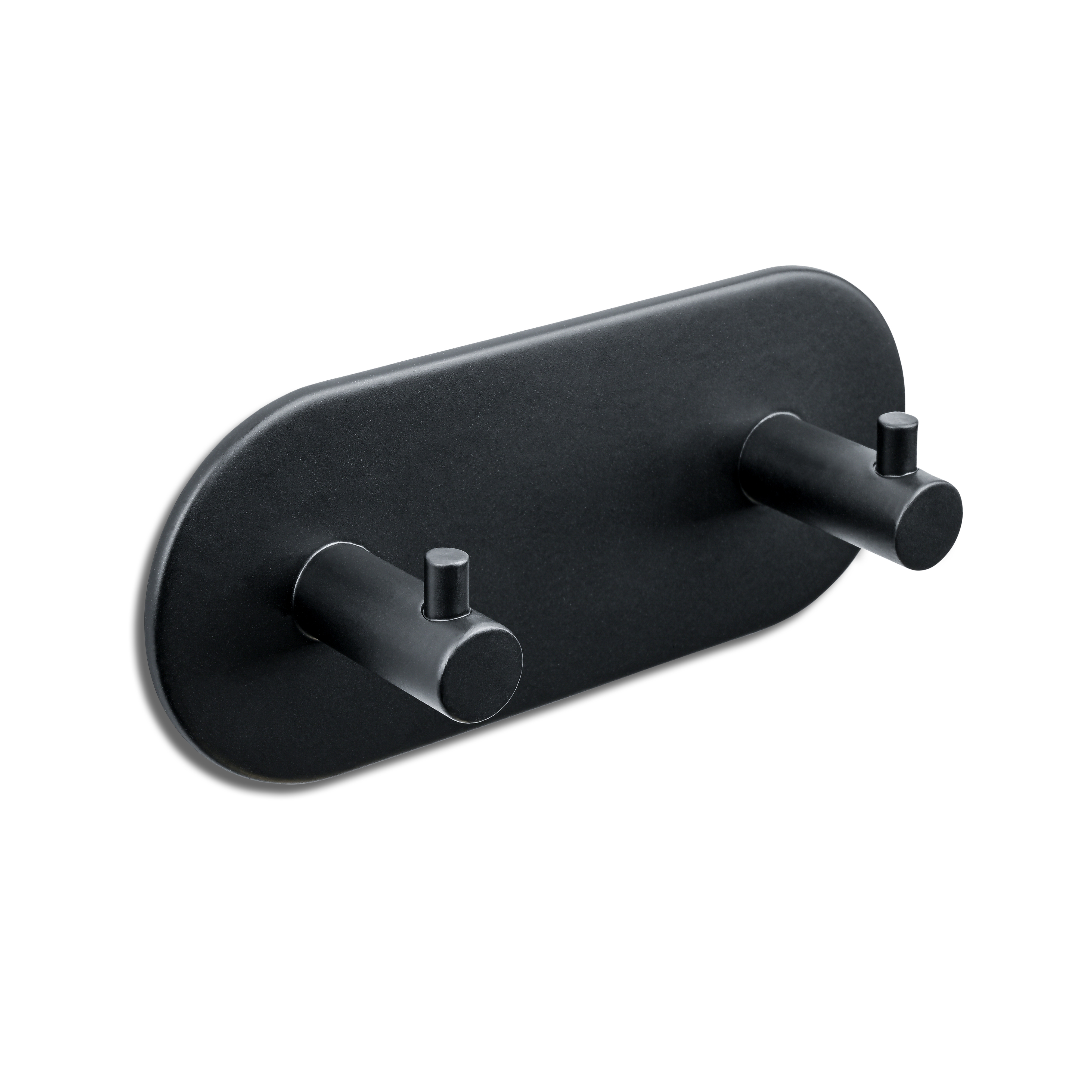 TOWEL HOOK TOURS 2-HOOK MATT BLACK 3M-TAPE | Theofils