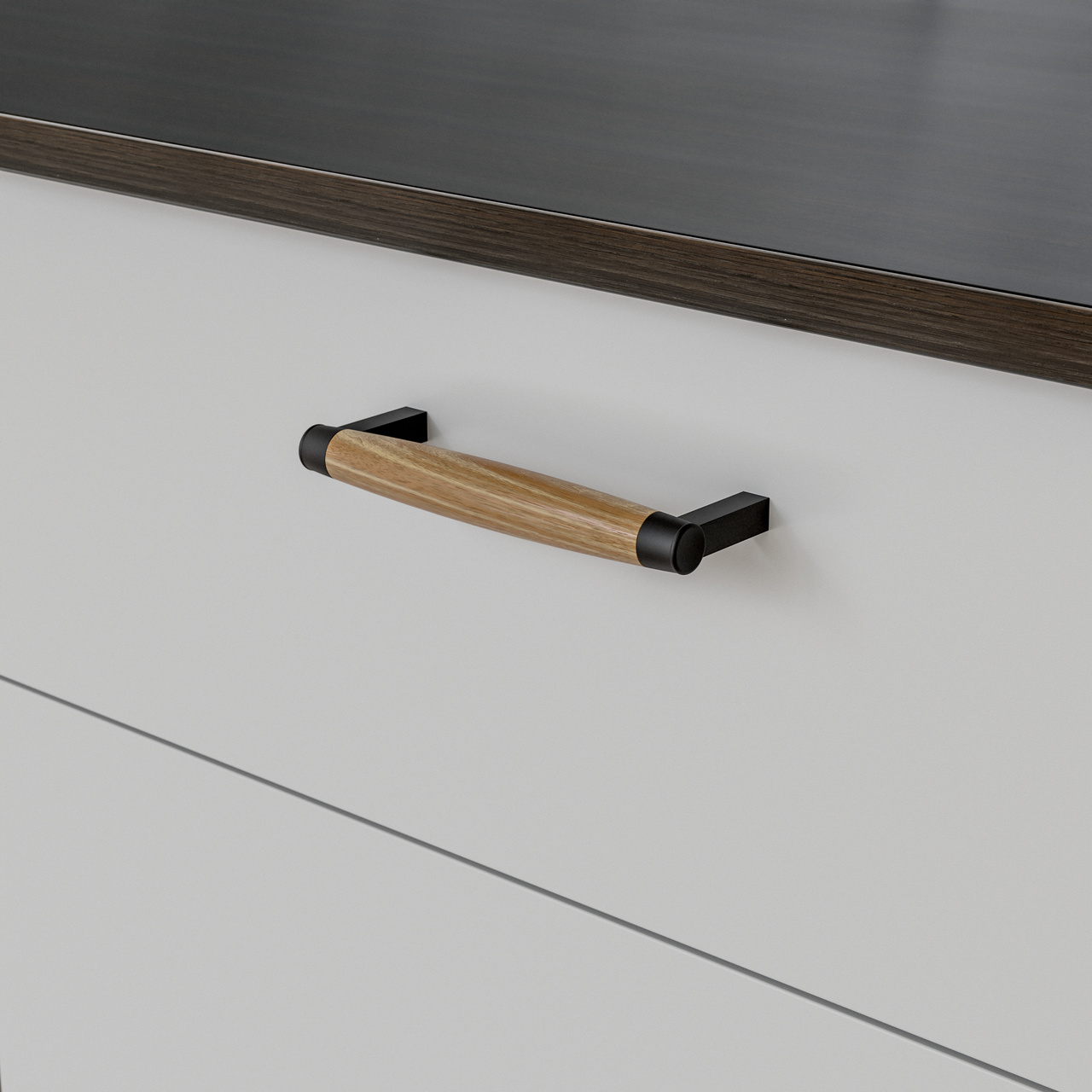 HANDLE HJO CC128 LACQUERED OAK/MATT BLACK