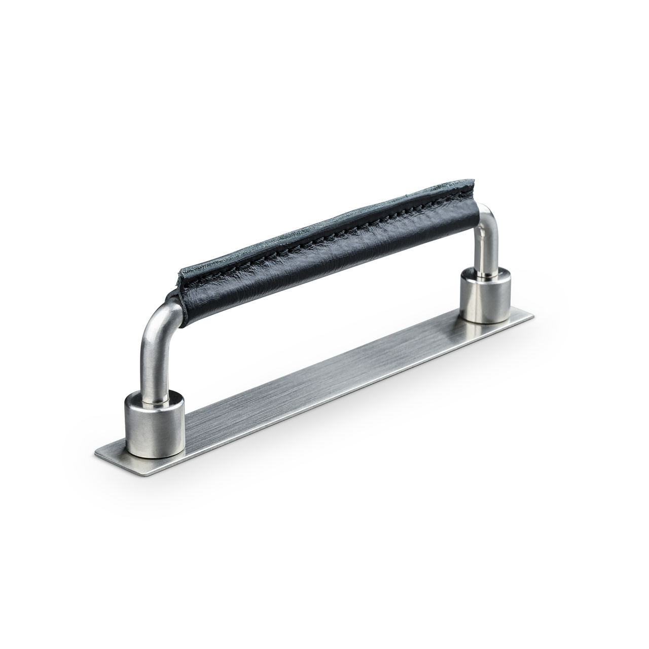 HANDLE ASISSI CC128 STAINLESS STEEL-LOOK BLACK STITCHED