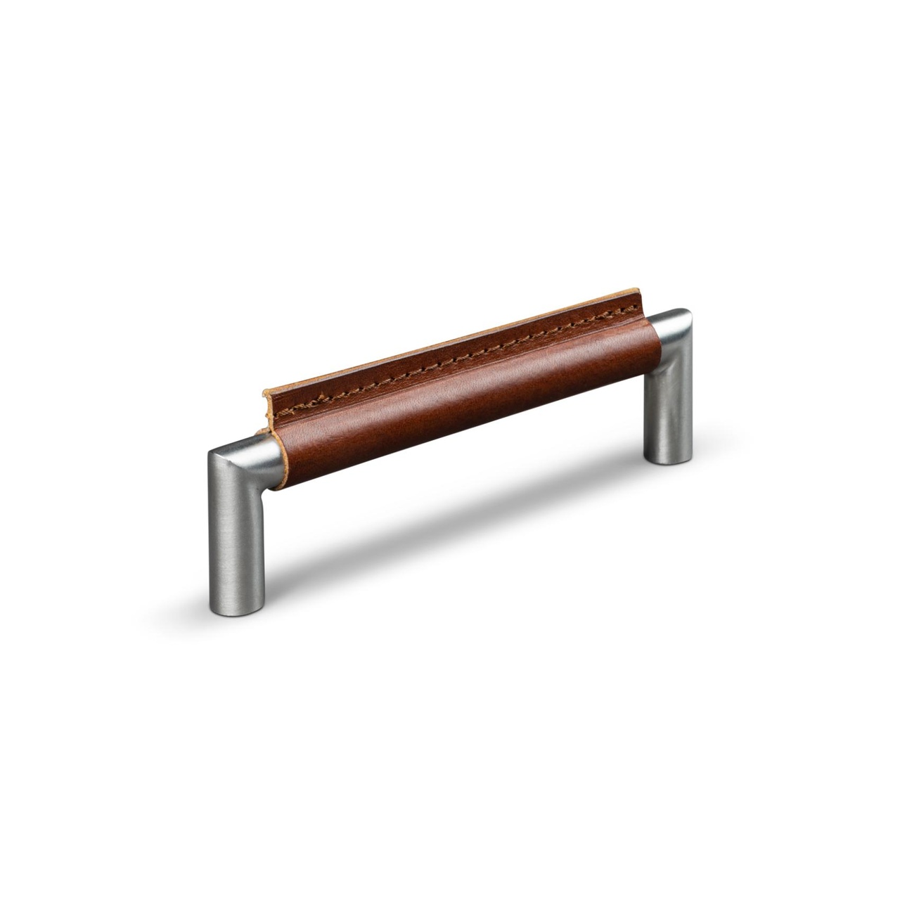 HANDLE MONOPOLI CC128 STAINLESS STEEL-LOOK BROWN LEATHER