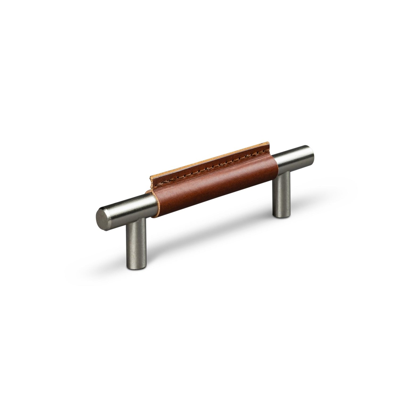 HANDLE TORTONA CC96 STAINLESS STEEL-LOOK BROWN LEATHER
