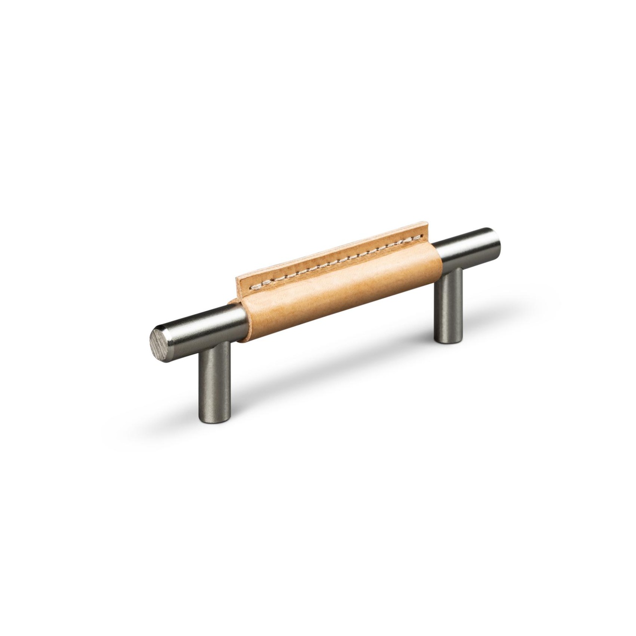 HANDLE TORTONA CC96 STAINLESS STEEL-LOOK LIGHT BROWN LEATHER