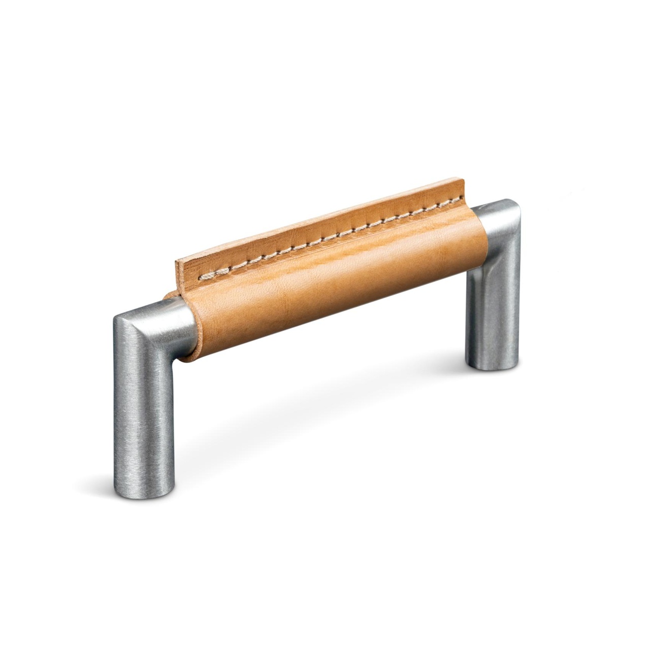 HANDLE MONOPOLI CC96 STAINLESS STEEL-LOOK LIGHT BROWN LEATHE