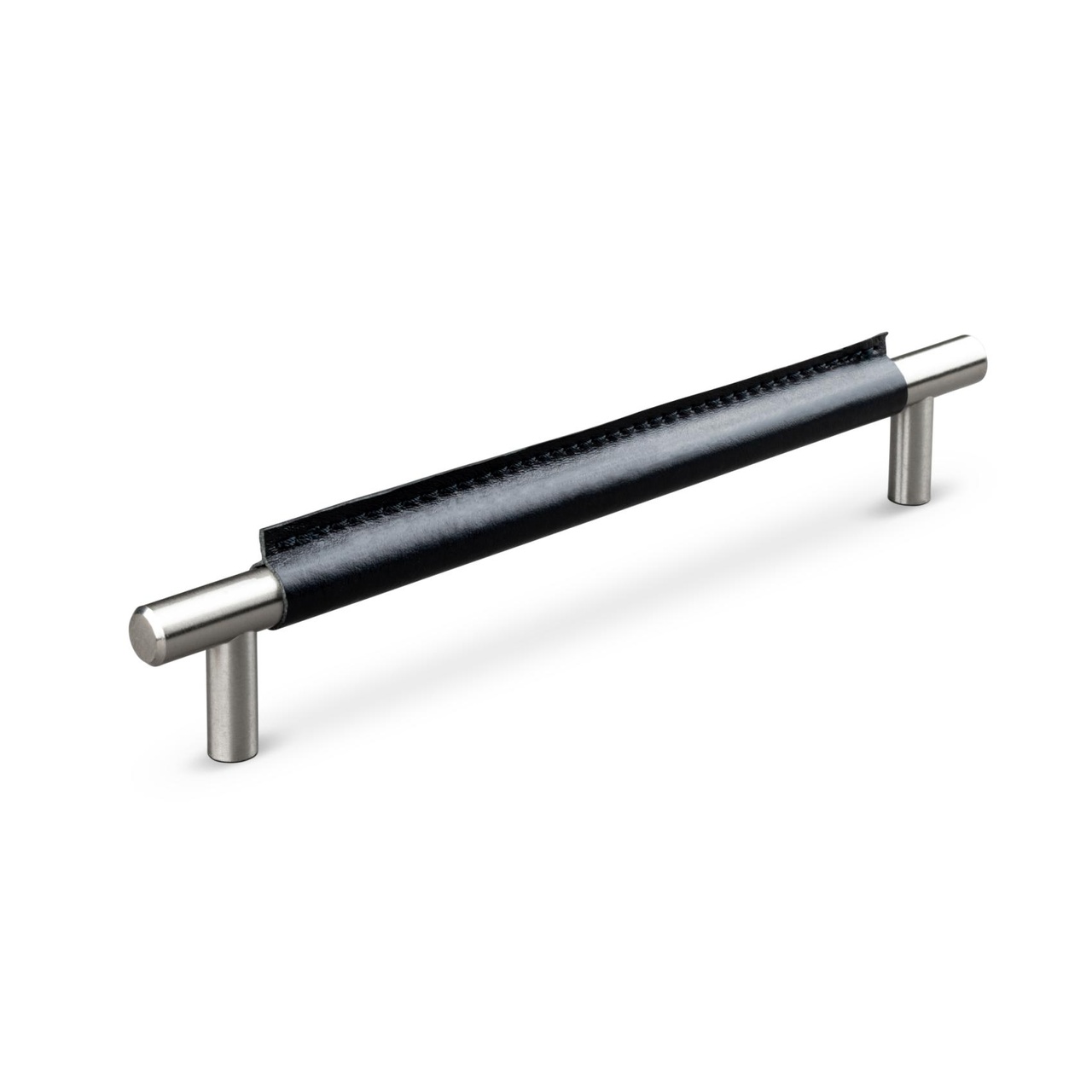 HANDLE TORTONA CC192 STAINLESS STEEL-LOOK BLACK LEATHER