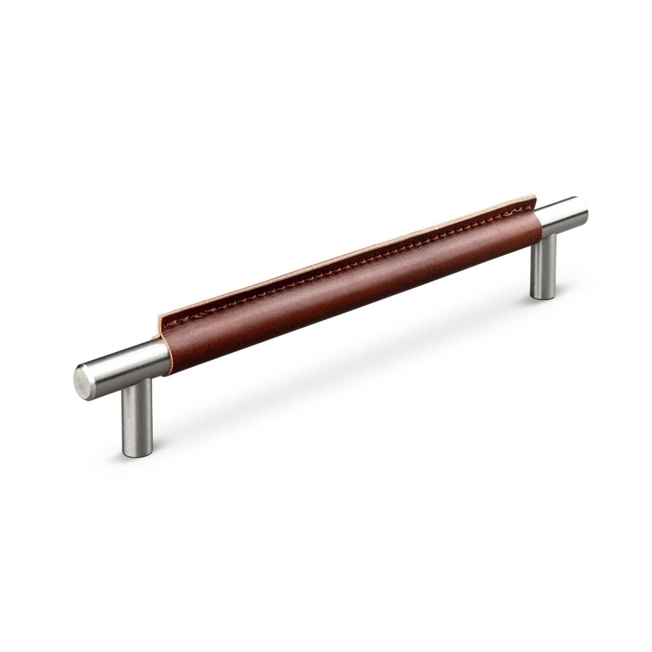 HANDLE TORTONA CC192 STAINLESS STEEL-LOOK BROWN LEATHER