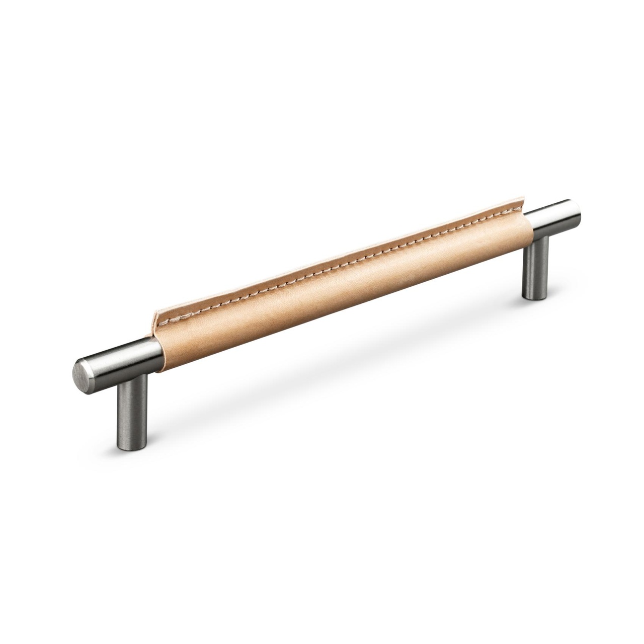 HANDLE TORTONA CC192 STAINLESS STEEL-LOOK LIGHT BROWN LEATHE