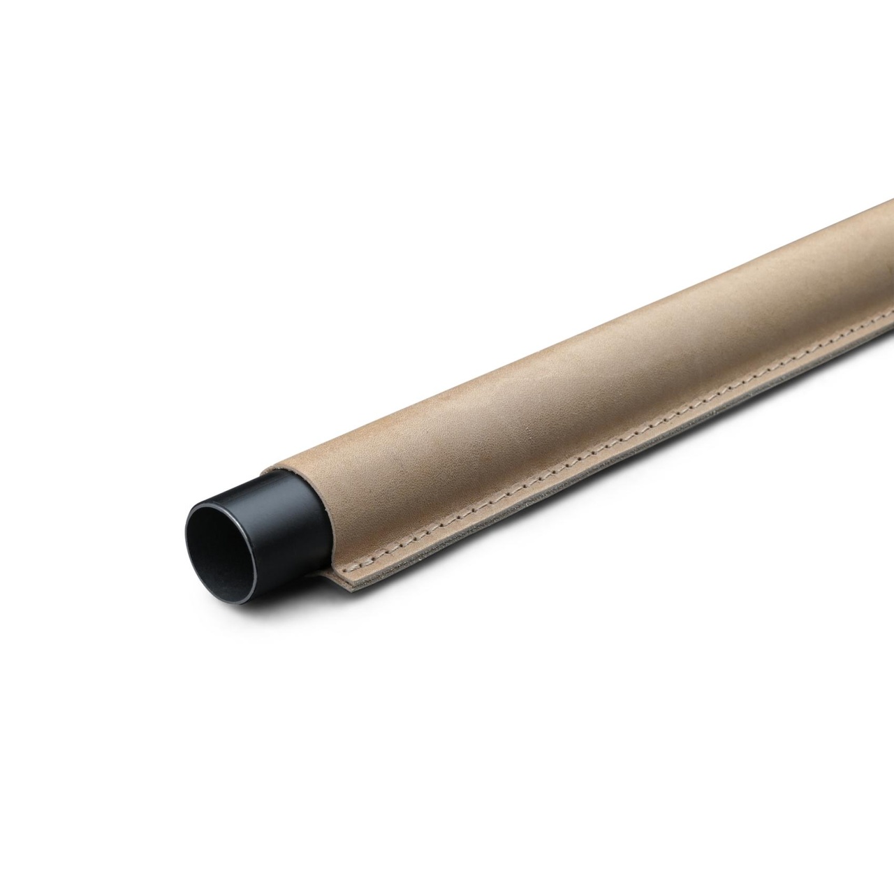 WARDROBE ROD 25/558 MM LIGHT BROWN LEATHER STITCHED