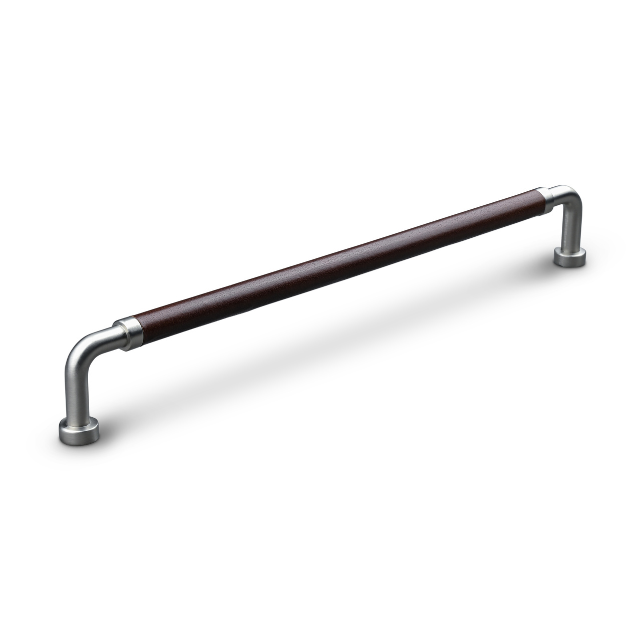 HANDLE POSTA CC224 STAINLESS STEEL-LOOK BROWN LEATHER SWEPT