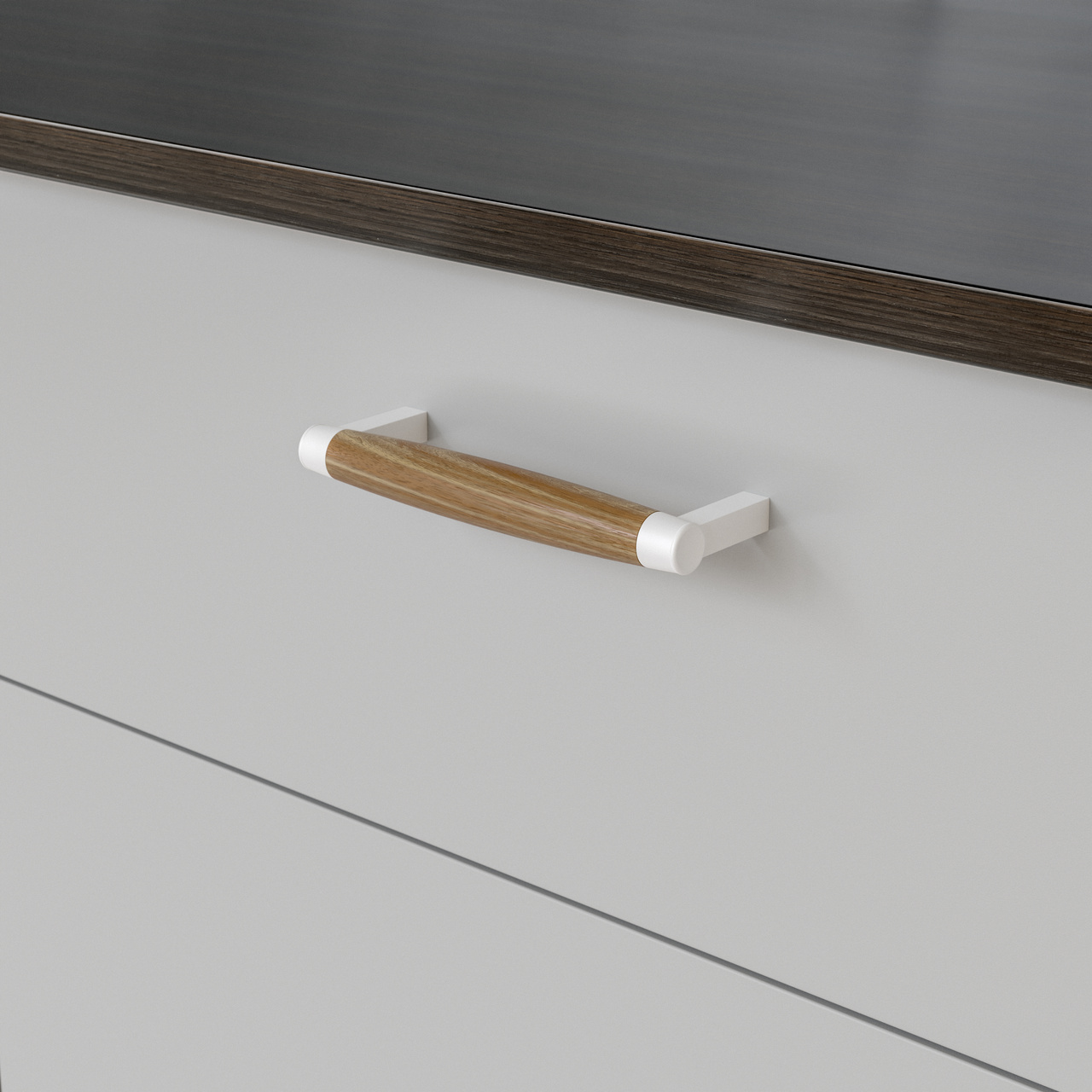 HANDLE HJO CC128 LACQUERED OAK/MATT WHITE