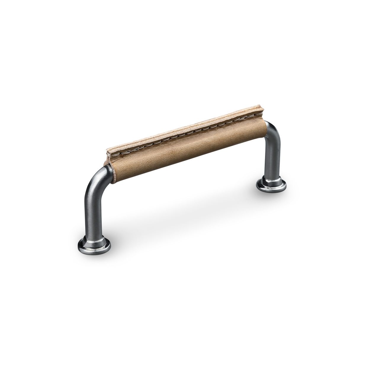 HANDLE BURANO CC96 STAINLESS STEEL-LOOK LIGHT BROWN STITCHED