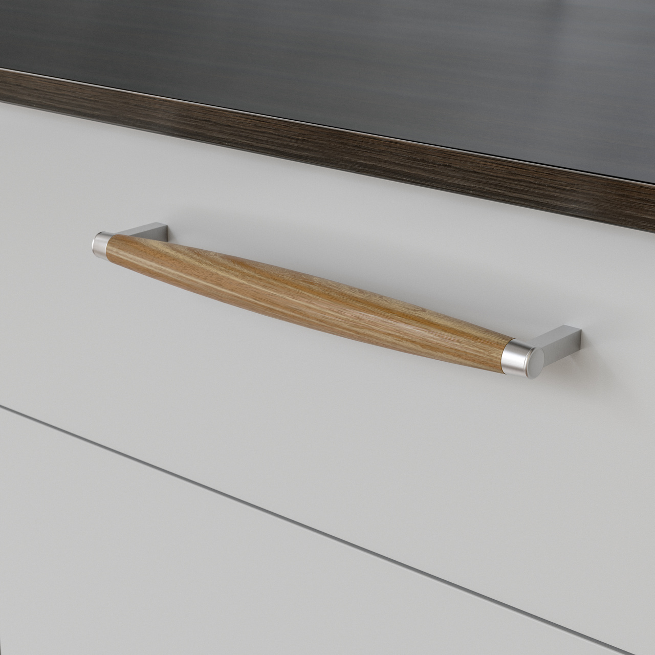 HANDLE HJO CC256 LACQUERED OAK/STAINLESS STEEL-LOOK