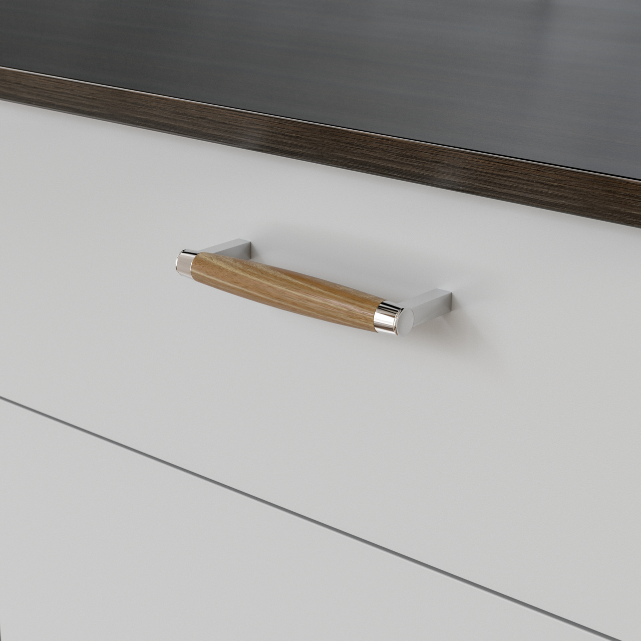 HANDLE HJO CC128 LACQUERED OAK/CHROME
