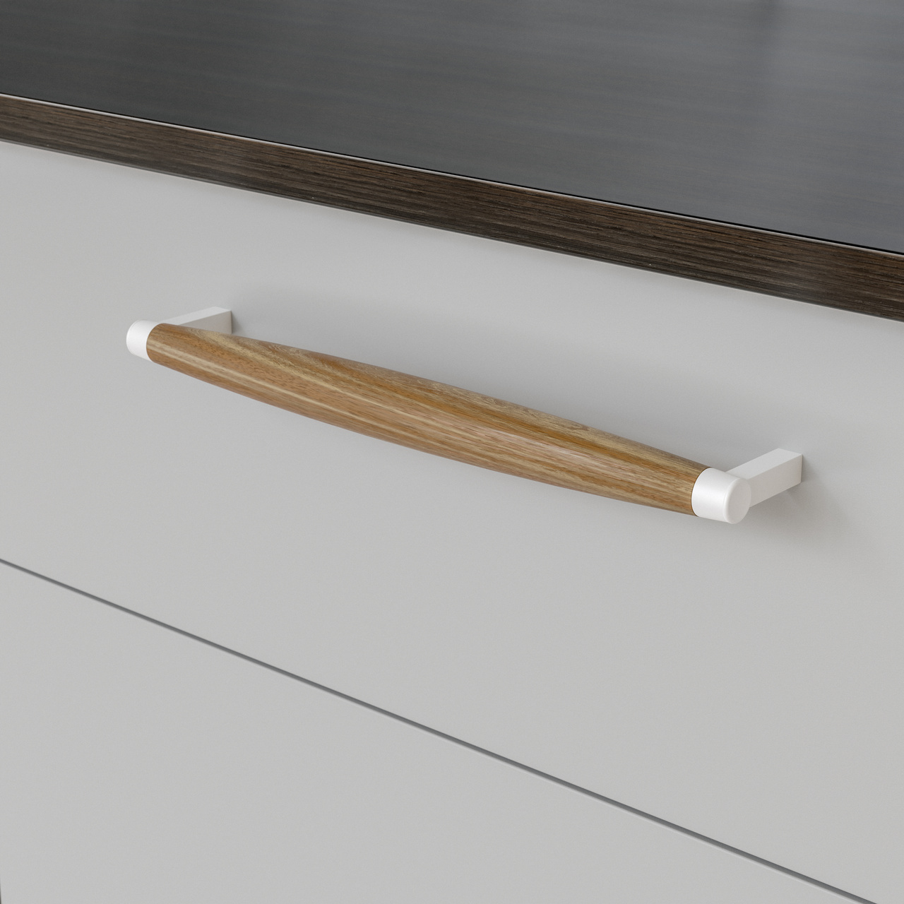 HANDLE HJO CC256 LACQUERED OAK/MATT WHITE