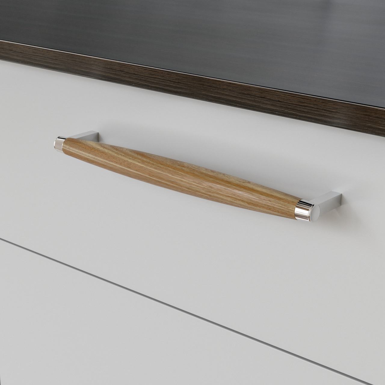 HANDLE HJO CC256 LACQUERED OAK/CHROME