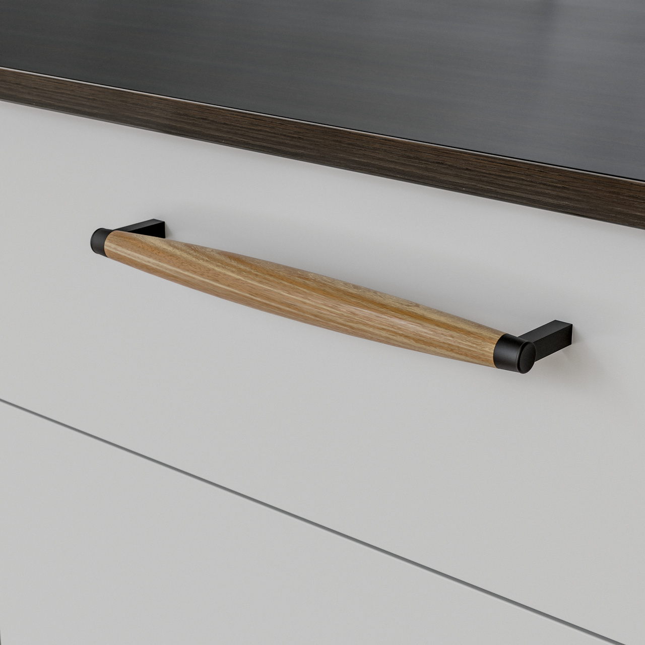 HANDLE HJO CC256 LACQUERED OAK/MATT BLACK