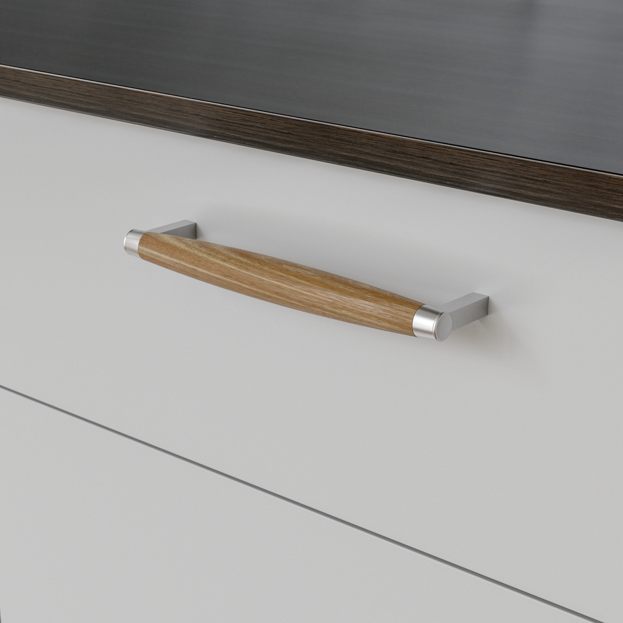 HANDLE HJO CC192 LACQUERED OAK/STAINLESS STEEL-LOOK