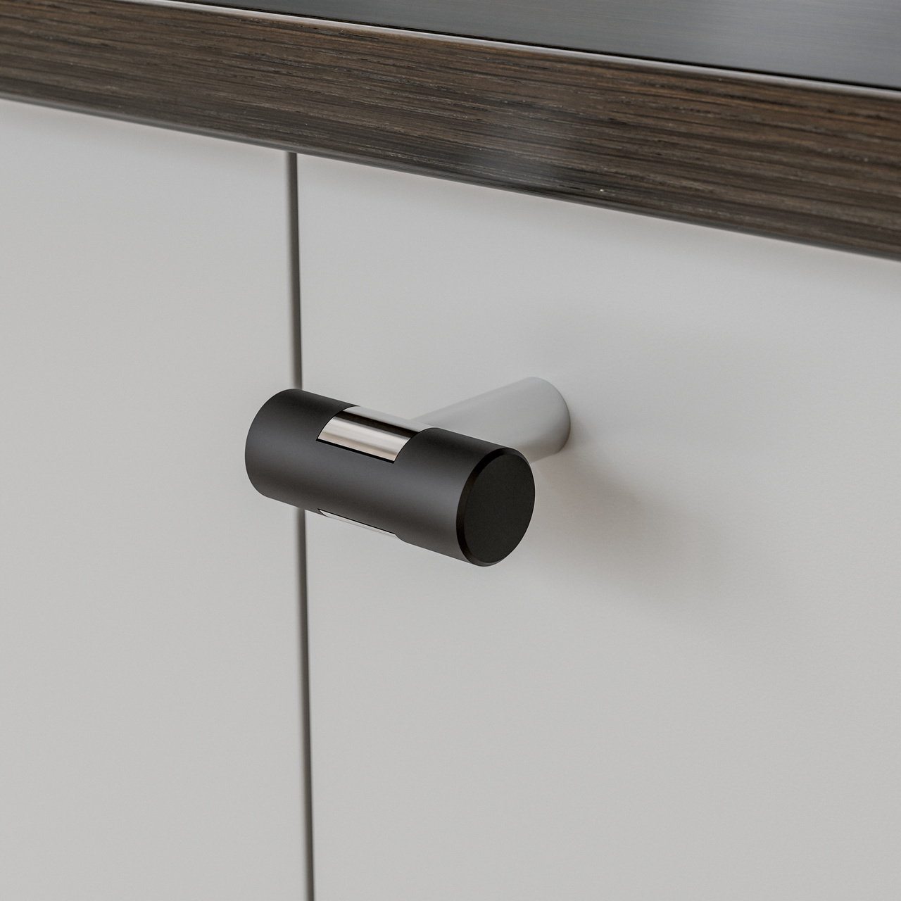 KNOB VARBERG L40MM MATT BLACK/CHROME