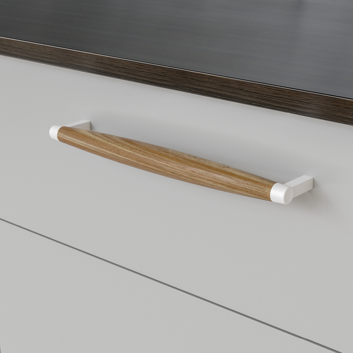 HANDLE HJO CC256 LACQUERED OAK/MATT WHITE
