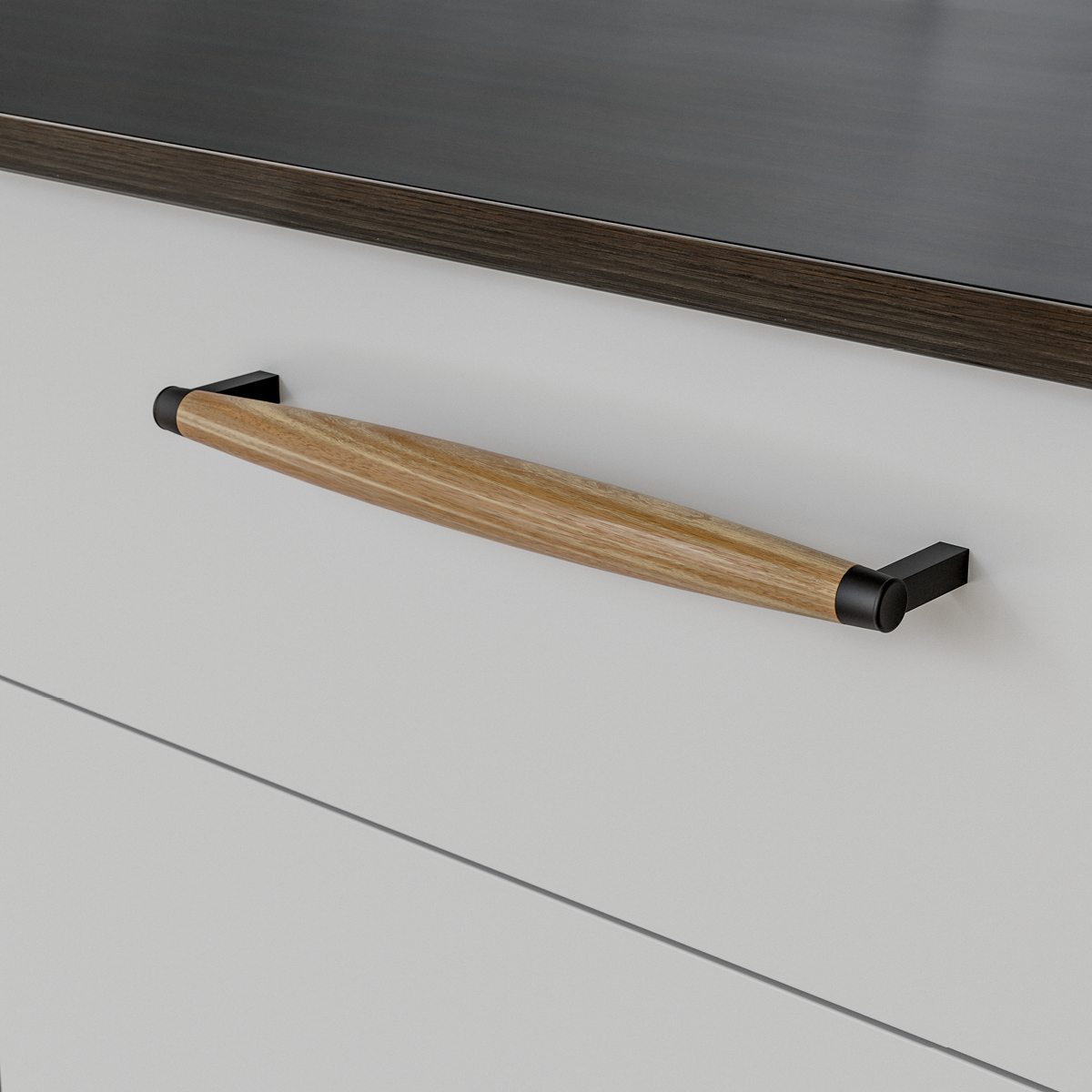 HANDLE HJO CC256 LACQUERED OAK/MATT BLACK